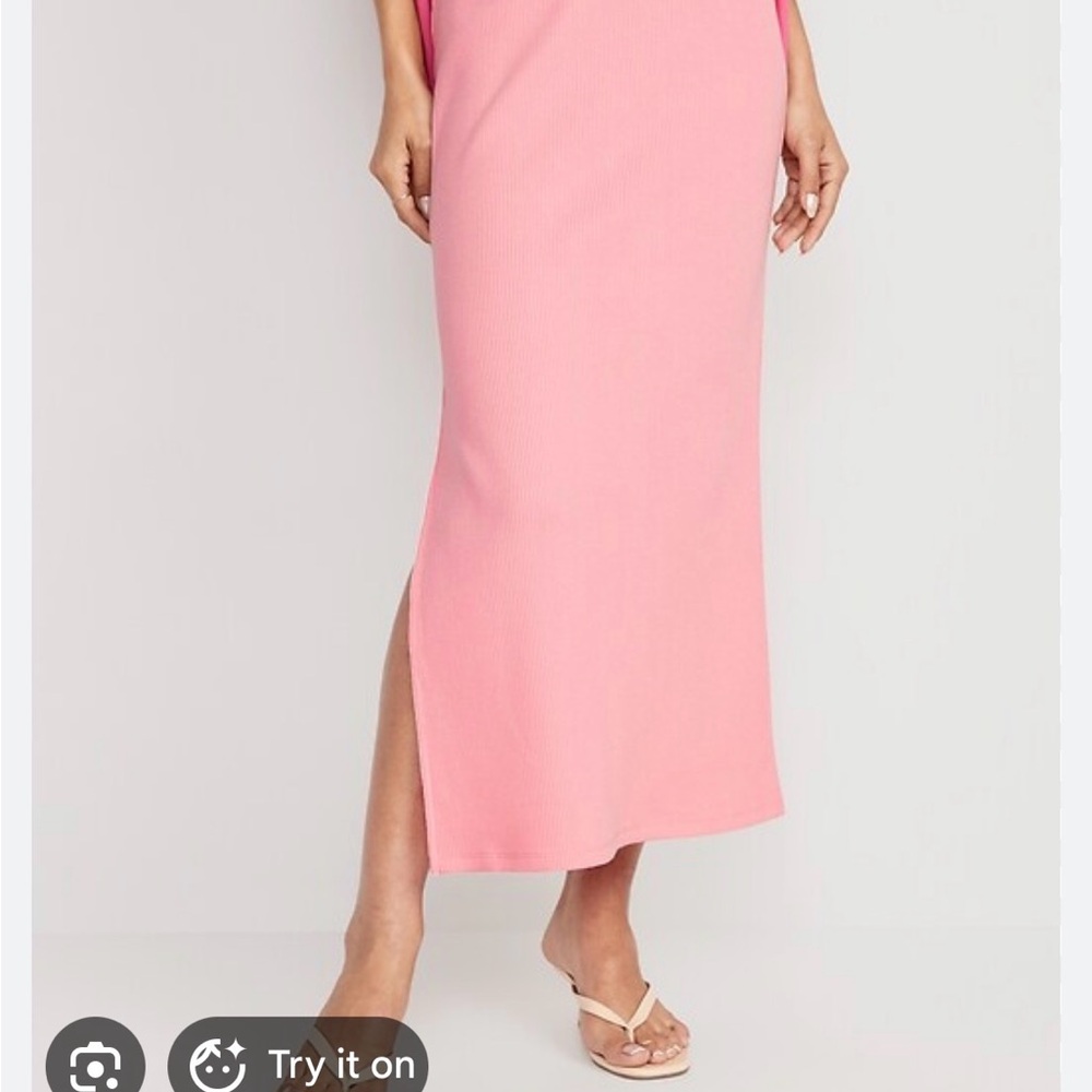 Old Navy Pink Maxi Pencil Skirt with Side Slit